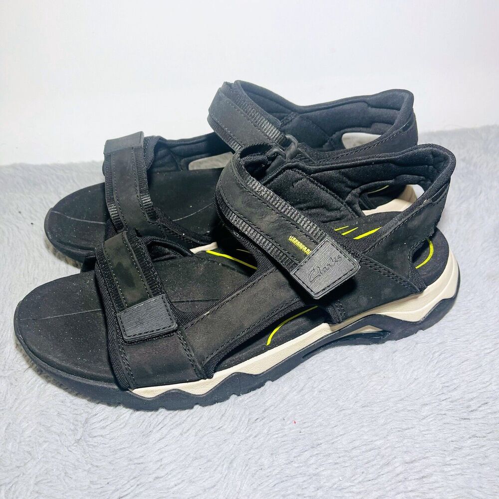 Mens Clarks Wave 2.0 Jump Strap Sport Sandals Black Nubuck US Size 11.5